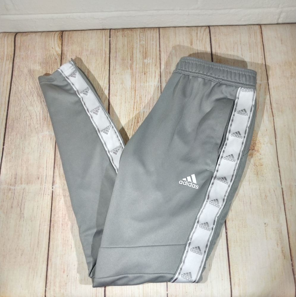 adidas gray side tape woman's joggers